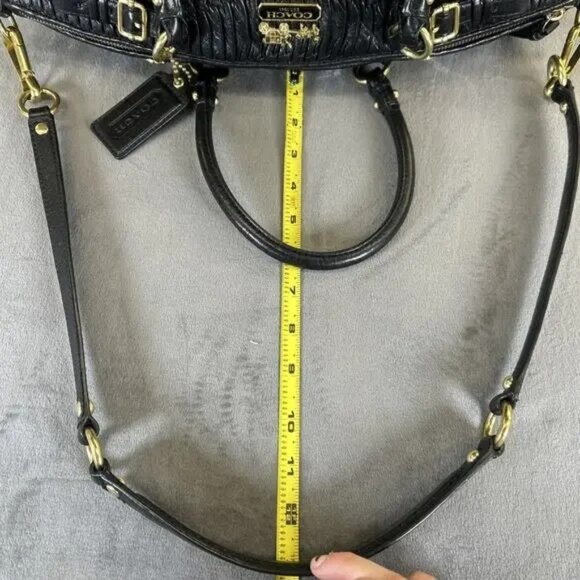 Authentic Coach Madison Gathered Lindsey Satchel Black Shoulder Bag - Picture 11 of 13